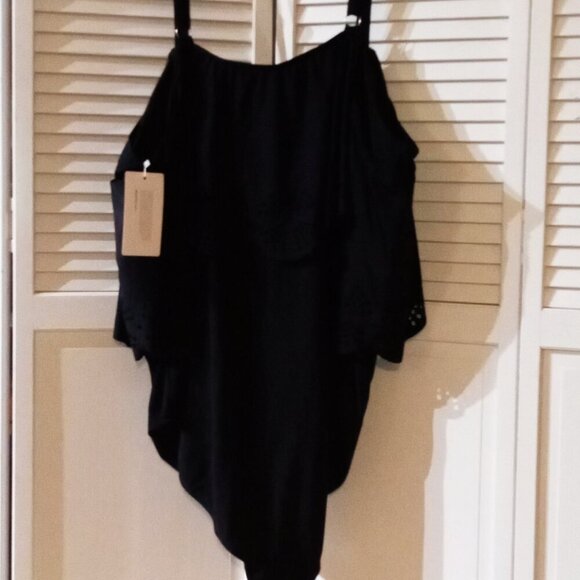 NWT Plus Size 30 Black One Piece Swim Dress - Picture 1 of 4